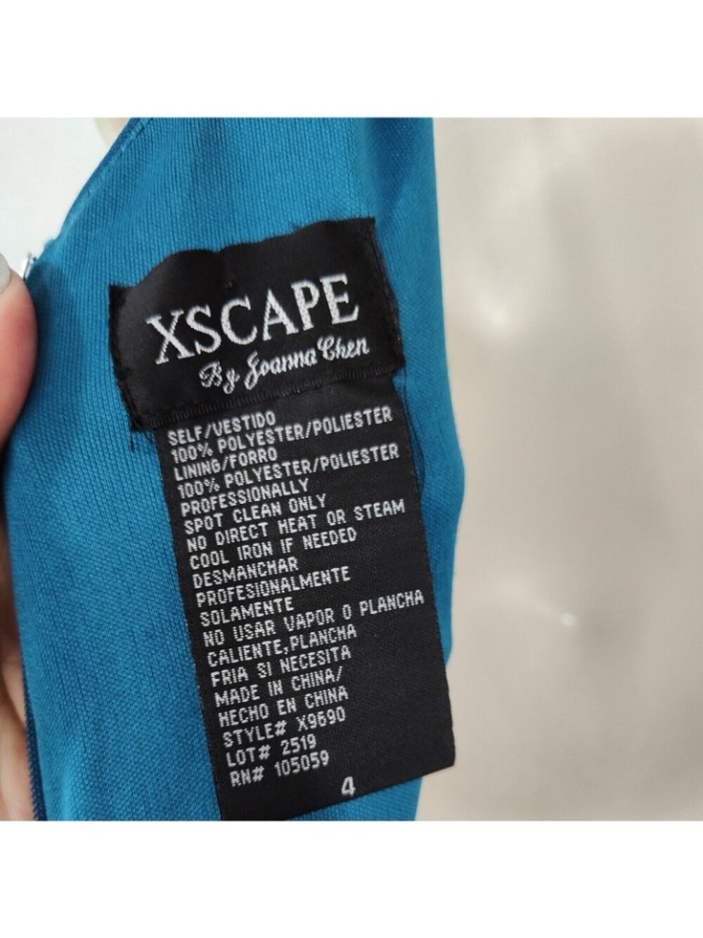 Vtg Xscape Joanna Chen One Shoulder Dress Formal Party Women Size 4 Blue FLAW - Picture 6 of 9